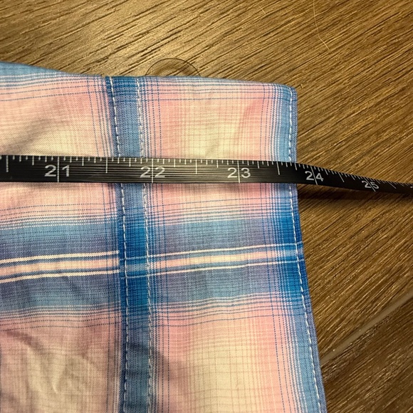 Wrangler Western Blue Plaid Pearl Button Breast Cancer Awareness Shirt Sz L - Picture 5 of 12